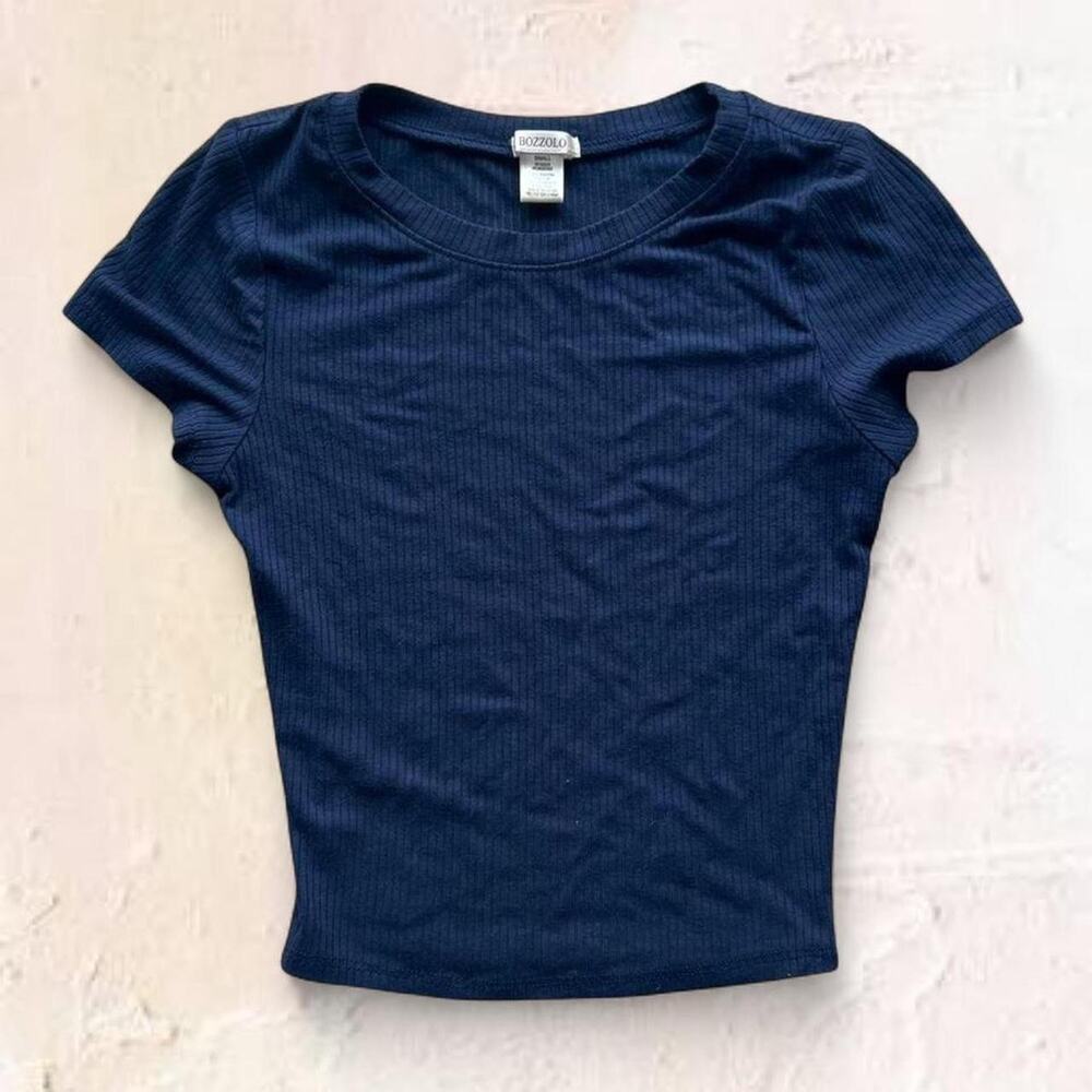 Navy blue ribbed crop top